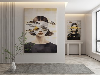 modern figure painting decorative painting 3d model