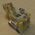 Yellow Construction Functional Vehicle With Crawler Tracks And Excavator Bucket 3d model
