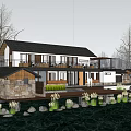 Rural Self Built House With Waterfront Stone Walls Wooden Balcony And Trees