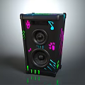 Stylish Black Computer Speaker Featuring Colorful Music Notes Paw Prints And Dual Speakers