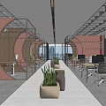 Modern Public Office Space With Open Workstations Green Plants And Glass Partitions