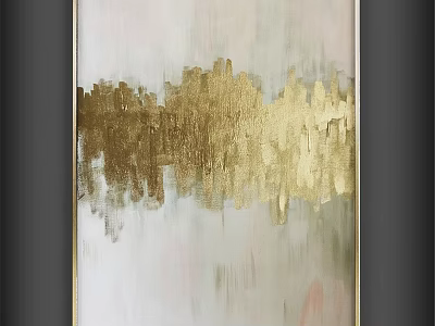 Elegant Modern Wall Frame With Gold Abstract Pattern And White Background 3d model