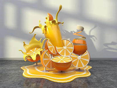 Modern Meichen Orange Fruit Theme Orange Juice Food Display Drink Interactive Film Area Window Display 3d model