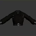 Stylish Black Leather Jacket Design With Lapel Collar Belt Buckle And Stitched Sleeves