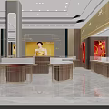 Elegant Jewelry Store With Golden Facade Display Windows And Luxury Counters Design