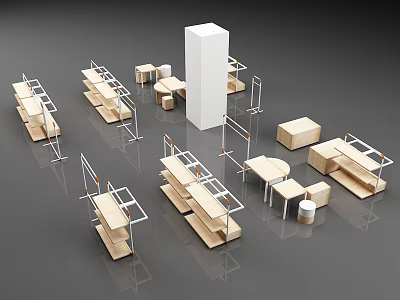 Modern Display Shelves And Racks With Multi Layer Design For Retail Shop 3d model