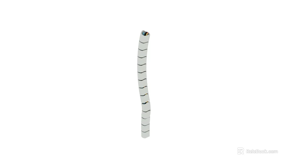 White Striped Flexible Curved Protective Hose For Cable Management System 3d model 
