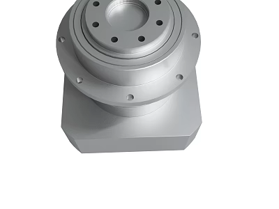 Precision Metal Rotary Component With Square Base And Circular Flange Holes 3d model