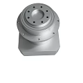 Precision Metal Rotary Component With Square Base And Circular Flange Holes 3d model