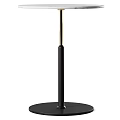 Modern Minimalist Side Table With Black Metal Frame Gold Accents And Round Top Design