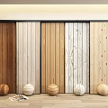 Various Wooden Floor Samples Display With Decorative Balls And Magazine For Home Interior