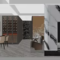 Modern Luxury Open Living And Dining Room Interior With Marble TV Wall And Cozy Furnishings