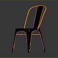 Modern Black And Orange Chair With Metal Frame Vertical Backrest And Sleek Contemporary Design