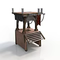 Medieval Wooden Torture Device With Metal Candlesticks Striped Platform And Chains