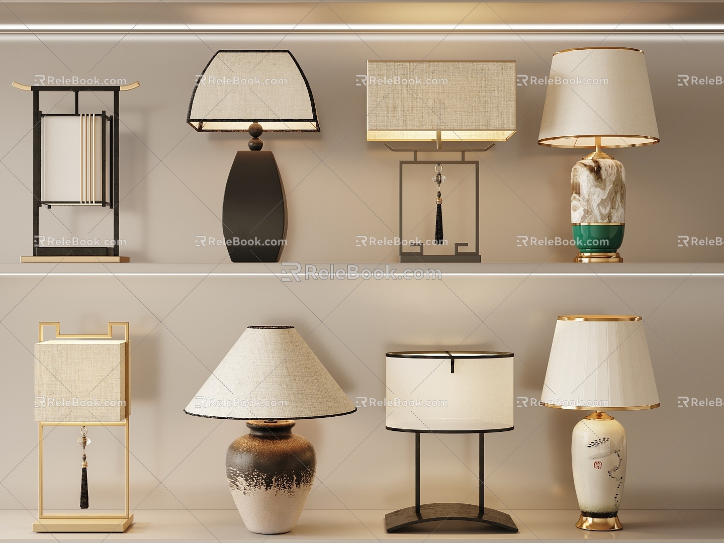 New Chinese Style Table Lamp 3d model