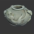 White Ceramic Vase With Intricate Animal Sculptures And Classic Design Details