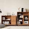 Nordic Bookcase Storage Cabinet Storage Cabinet Low Cabinet Log Bookcase 3d model