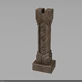 Traditional Wooden Carved Column With Intricate Patterns And Decorative Base