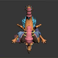Colorful Fantasy Game Character With Horns Pink Scarf Wings And Decorative Belt