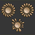 Three Golden Flower Shaped Furniture Decorations For Elegant Home Decor