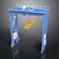 Heavy Duty Blue Gantry Crane With Yellow Hoist And Ladder Platform