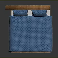 Wooden Bed Furniture With Blue Polka Dot Bedspread And Matching Blue Pillows