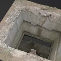 Square Concrete Pit With Earthen Edges Grass And Water At Bottom 3d model