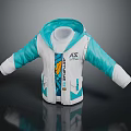 Hooded White And Turquoise Jacket With AS Logo Graphic And Stylish Sporty Design