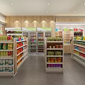 MeeKoo Supermarket Store Front With Shelves Full Of Drinks Snacks Checkout Counter And Seating Area