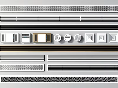 Modern Air Conditioner Vents With Various Design Styles And Patterns 3d model