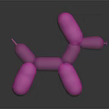 Pink Balloon Dog Sculpture With Shiny Surface And Reflection On Dark Background