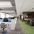 Modern Public Office Space With Stylish Sofa Coffee Table Green Plants And Soft Lighting
