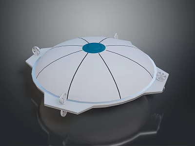 Circular White Structure With Blue Center Black Dividing Lines And Bottom Brackets On Dark Background 3d model