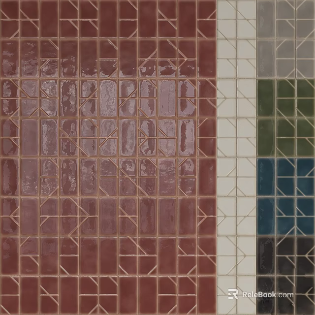 Colorful Decorative Tile Floor With Grid Pattern And Multicolor Geometric Design 3d model