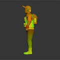 3D Male Character In Sunglasses Green Bulletproof Vest White Shirt Blue Pants Black Gloves Boots