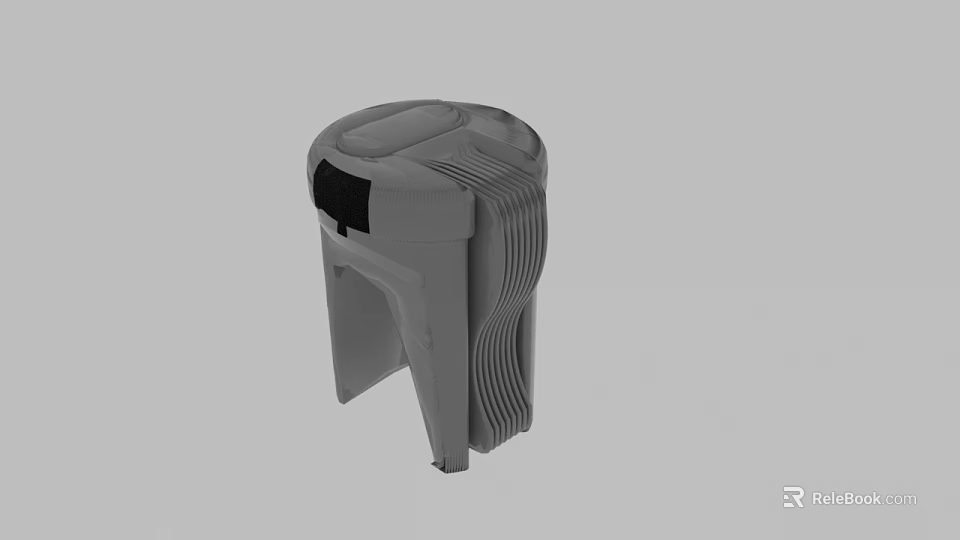 Gray Plastic Component Featuring Structural Ribbed Side Design Top Flat Surface And Support Legs 3d model 