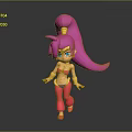 Game Movie Character with Pink Long Hair Yellow Accessory Blue Eyes and 3D Design