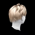 Game and Movie Character 3D Head Model With Blonde Short Layered Hair and White Face