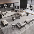 Modern Living Room Sofa And Coffee Table Set With Accent Chairs And Floor Lamp