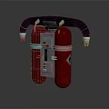 Red Dual Cylindrical Device With Black Curved Handle And Control Panel Design 3d model