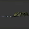 Detailed Terrain Model with Water Bodies Green Vegetation Pathways and Sandy Shores