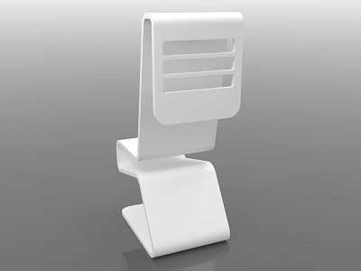Modern White Single Chair With Geometric Design Sleek Lines And Slatted Back 3d model