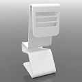 Modern White Single Chair With Geometric Design Sleek Lines And Slatted Back