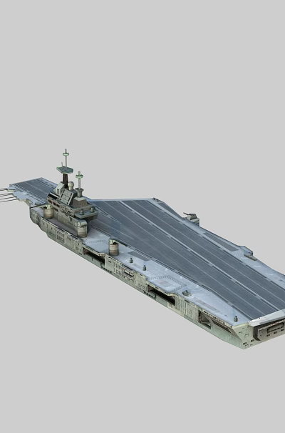 Large Military Aircraft Carrier With Flight Deck Runway And Island Superstructure Design 3d model