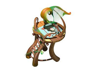 Natural Curved Experimental Equipment With Leaf Shaped Top And Transparent Display Platform 3d model