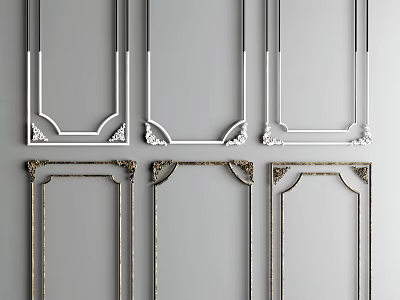 Decorative Wall Frame Lines With Ornate Corner Details And Various Designs 3d model
