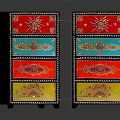 Colorful Decorative Chests of Drawers With Black Frames And Ornate Patterns Open Drawer Design
