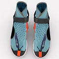 Light Blue High Top Shoes With Perforated Black Straps Orange Purple Accents And Pink White Soles