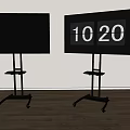 Modern Flat Screen TVs On Wheeled Stands Displaying 10 20 Numbers 3d model