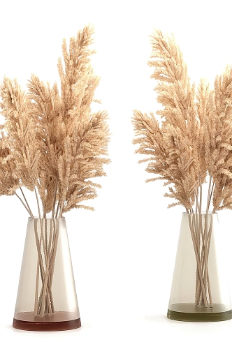 Floral Flower Vase Dried Branches 3d model